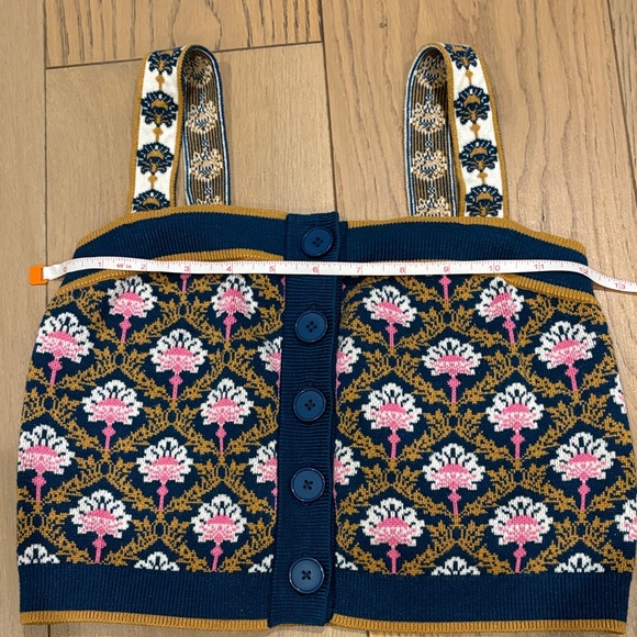 Anthropology Maeve Blue and Pink Floral Crop Tank - Picture 3 of 5